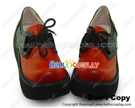 Wine Red And Black Lacing Platform Punk Lolita Shoes