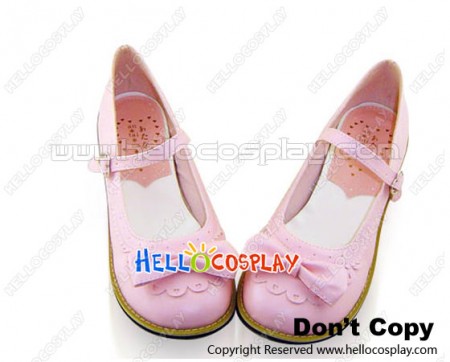 Pink Heart Shaped Ruffle Low Flat Princess Lolita Shoes