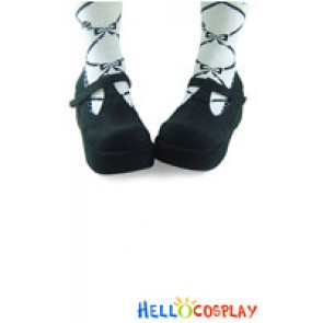 Suede Black T Strap Platform Princess Lolita Shoes
