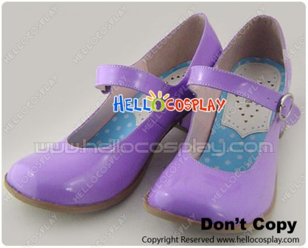 Mirror Purple Instep Strap Chunky Punk Lolita Shoes