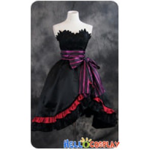 Vocaloid 2 Cosplay DIVA F Megurine Luka Black Dress Costume