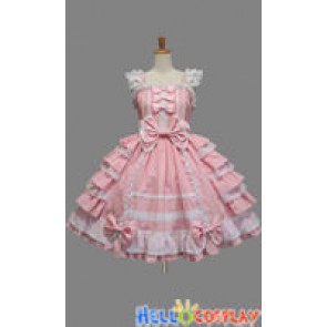 Sweet Lolita Gothic Punk Jumper Skirt Pink Frill Dress
