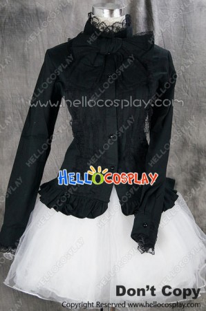 Gothic Lolita Cosplay Black Lace Blouse Uniform Costume