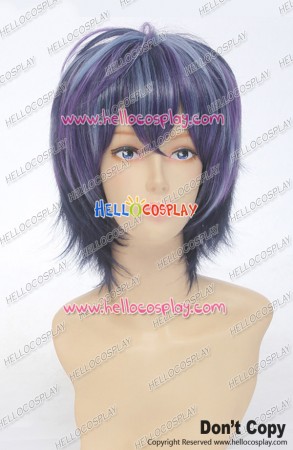 Black Bullet Cosplay Rentarō Satomi Wig Streaked Short Black Purple Blue