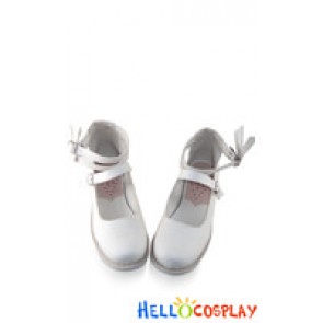 Matt White Ankle Straps Flat Sweet Lolita Shoes