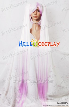 Vocaloid 2 Hatsune Miku White Purple Cosplay Wig