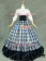 Victorian Gothic Ball Gown Reenactment Stage Punk Blue Tartan Lolita Dress Costume