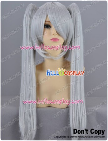 Silver Grey Cosplay Wig Clip-On Ponytails