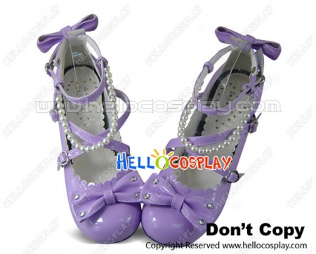 Purple Pearls String Chunky Princess Lolita Shoes