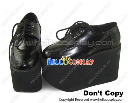 Black Lacing Platform Punk Lolita Shoes
