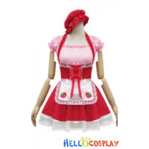 Angel Feather Cosplay Cute Strawberry Maid Dress