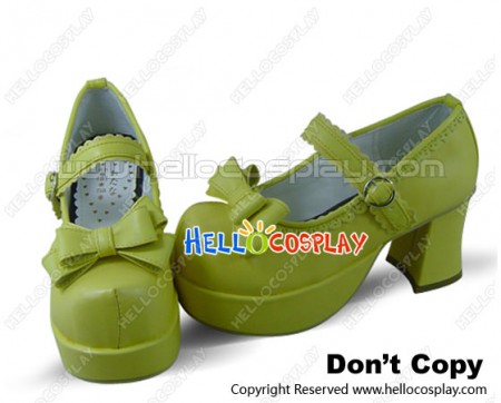 Creamy Yellow Strap Chunky Fashion Princess Lolita Shoes