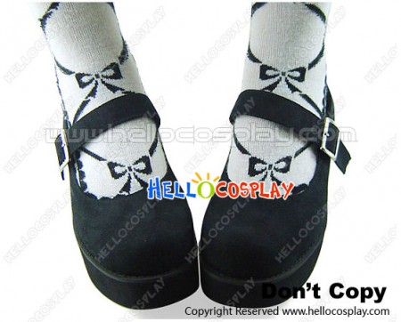 Black Suede NaNa Strap Platform Punk Lolita Shoes