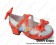 Red Color Blocking Bow PU Leather Chunky Heel Lolita Shoes