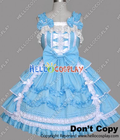 Sweet Lolita Gothic Punk Jumper Skirt Blue Dress