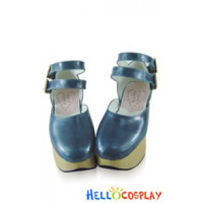 Blue NaNa Double Ankle Straps Platform Sweet Lolita Shoes