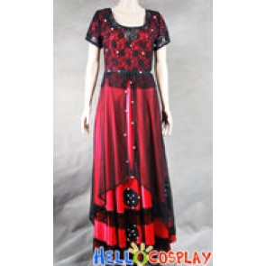 Titanic Rose Cosplay Costume Red Jump Dress