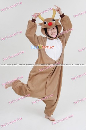 Kigurumi Costumes Light Brown Reindeer Pajamas