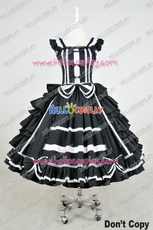 Lolita Dress Gothic Punk Lolita Black Frill Cosplay Costume