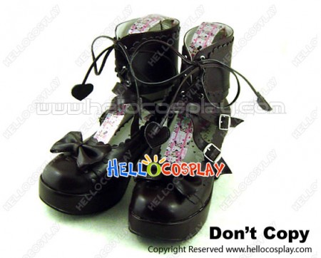 Brown Ruffle Wide Ankle Straps Chunky Sweet Lolita Shoes