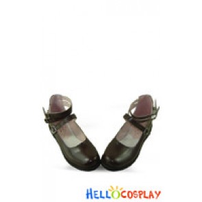 Brown Ankle Straps Flat Sweet Lolita Shoes