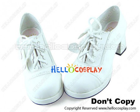 White Lacing Ruffle Leisure Chunky Sweet Lolita Shoes