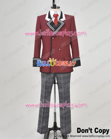 Smiley 2G Cosplay Dark Red Coat School Boy Uniform Costume