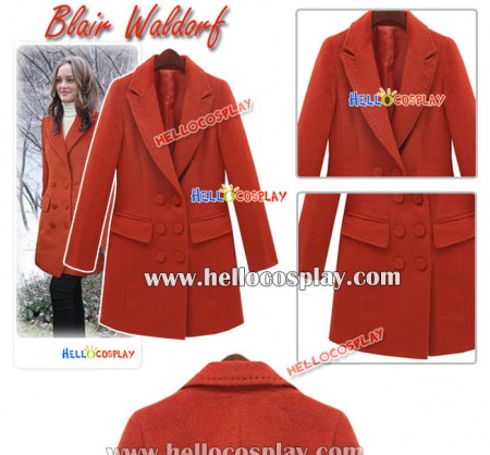 Gossip Girl Blair Waldorf Cosplay Costume Red Military Coat