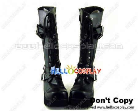 Black Shoelace Buckles Platform Punk Lolita Boots