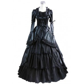 Civil War Gothic Lolita Satin Ball Gown Dress Black