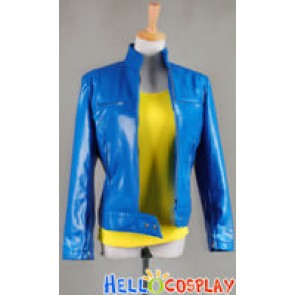 Smallville Supergirl Cosplay Blue Leather Jacket Shirt Costume