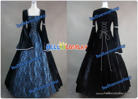 Renaissance Gothic Velvet Blue Lolita Dress Ball Gown