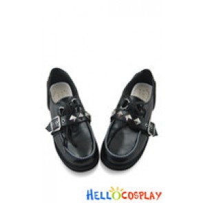 Black Lace Buckles Platform Punk Lolita Shoes