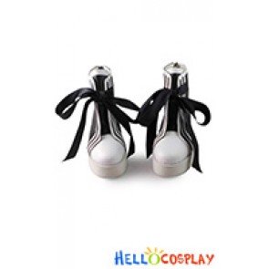 Princess Lolita Shoes Black White Matte Spell Color Ribbon Leisure Style