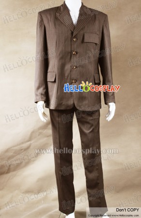 Doctor Cosplay Costume Brown Strip Suit
