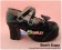 Black Bow Crossing Straps Chunky Princess Lolita Shoes