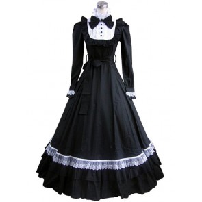 Gothic Cotton Lolita Black Dress Ball Gown Cosplay Prom