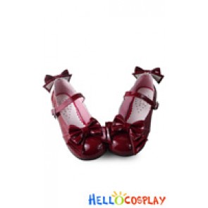 Princess Lolita Mirror Wine Red Sweet Lace Single Strap Bows