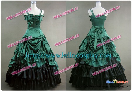 Southern Belle Lolita Ball Gown Prom Green Satin Dress