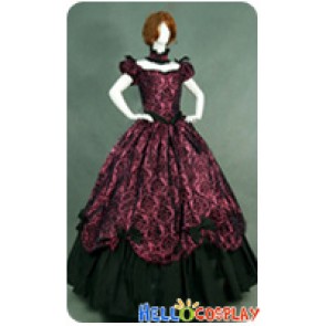 Victorian Lolita Southern Belle Brocade Gothic Lolita Dress Red Floral