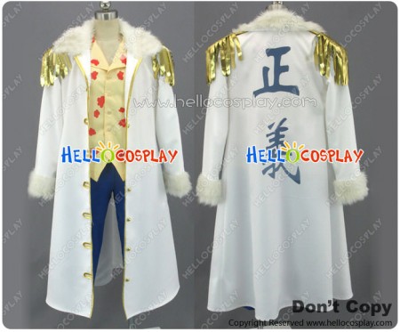 One Piece Cosplay Tashigi 2 Years Later Costume Fur Collar White Coat