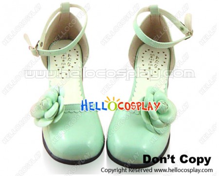 Mint Alice Flower Ankle Strap Chunky Sweet Lolita Shoes