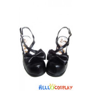 Black Popular Bow Chunky Princess Lolita Shoes