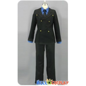 One Piece Cosplay Sanji Costume Blue Shirt Black Suit