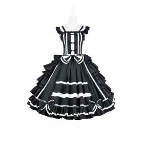 Lolita Dress Gothic Punk Lolita Black Frill Cosplay Costume