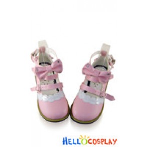 Matt Pink Bow Straps Flat Sweet Lolita Doll Shoes