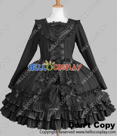 Sweet Lolita Gothic Punk Classic Black Sailor Collar Dress