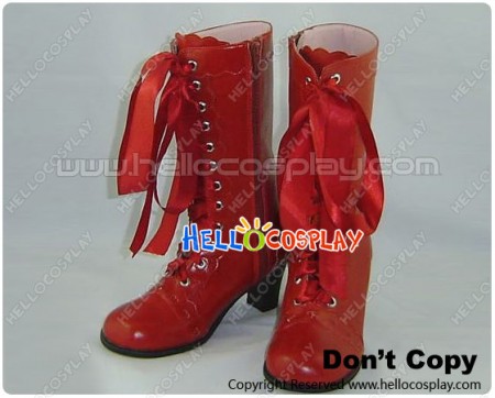 Wine Red Satin Lace Ruffle Chunky Princess Lolita Boots