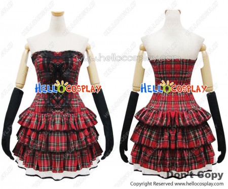 Angel Feather Cosplay Lolita Scottish Red Plaid Dress Costume