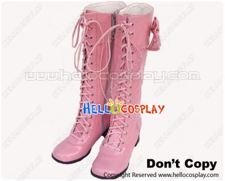 Light Pink Bows Lace Up Ruffle Chunky Princess Lolita Boots